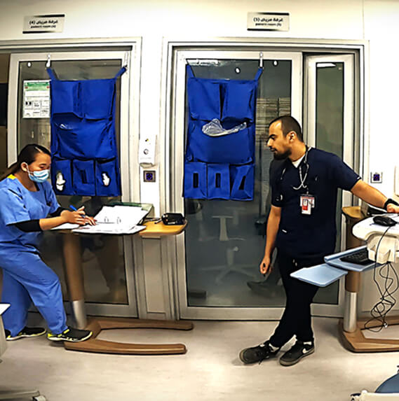Dr Haytham Farrage working in a cardiac critical care unit