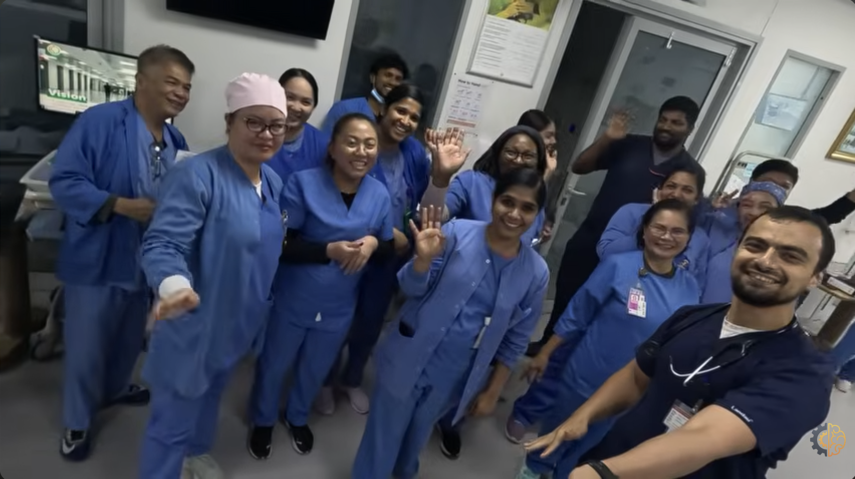 Dr Haytham Farrage with members of a multidisciplinary critical care team
